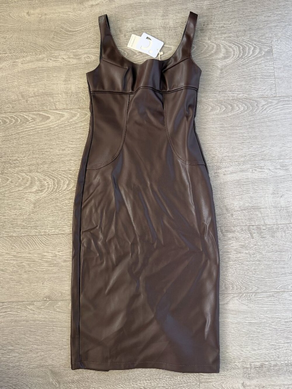Commense Brown Faux Leather Dress Size S NWT